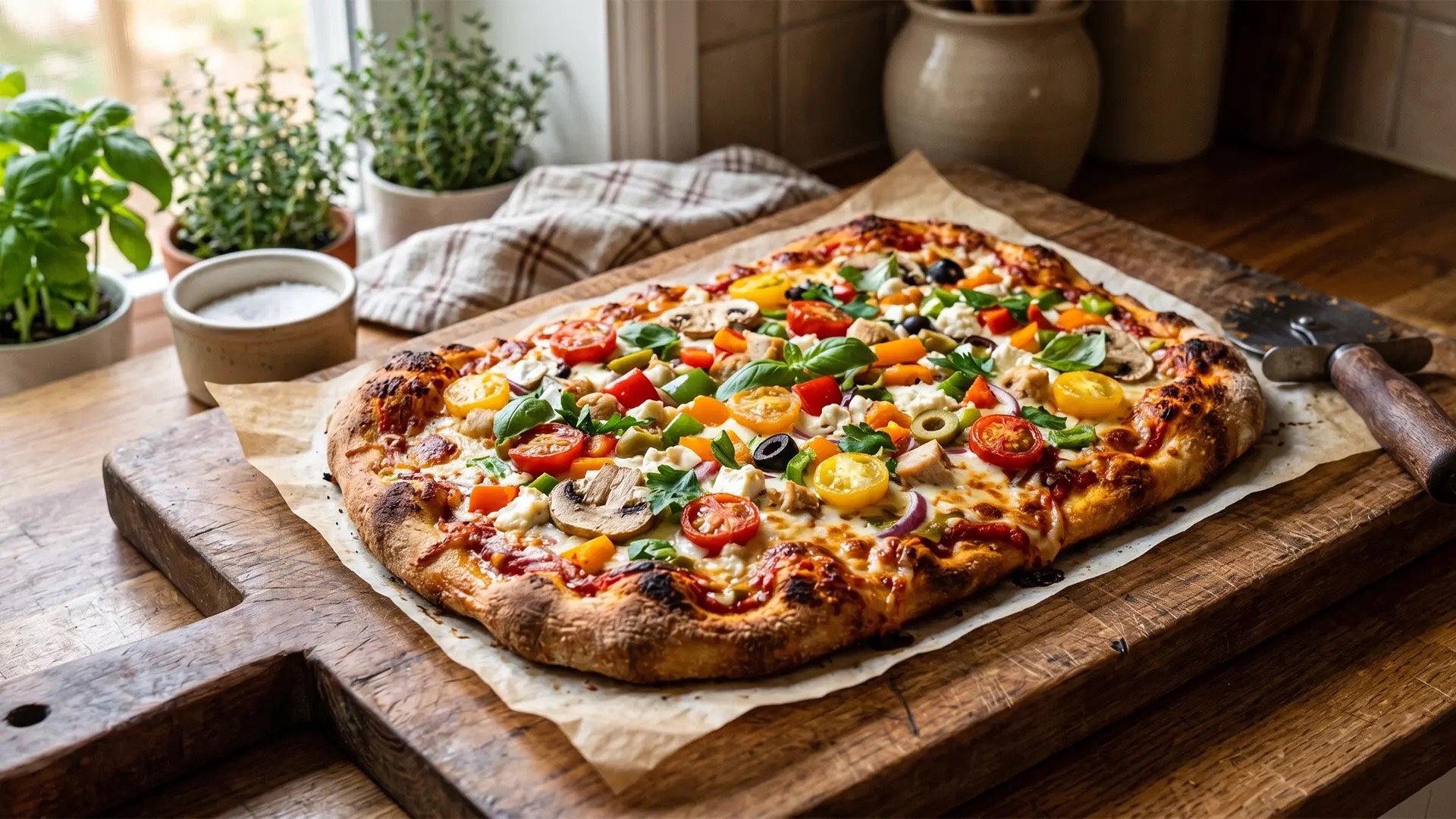 Homemade Pizza with Leftover Toppings